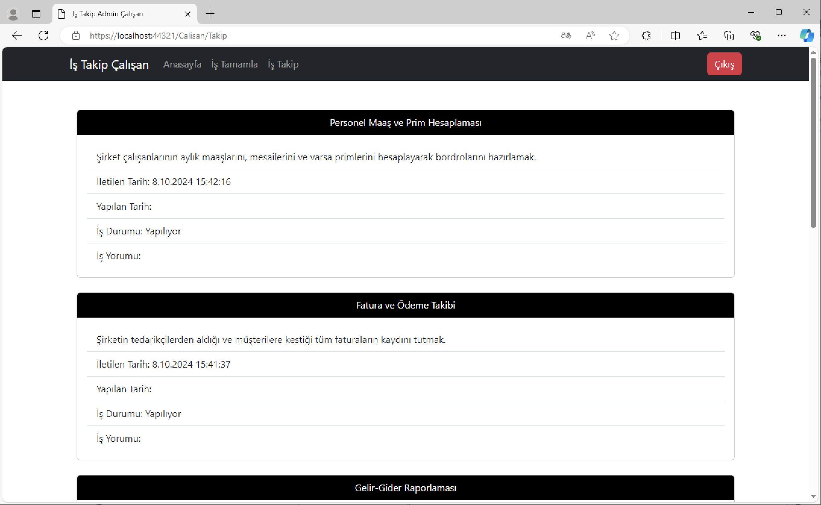 İş Takip Sistemi (Task Management System)